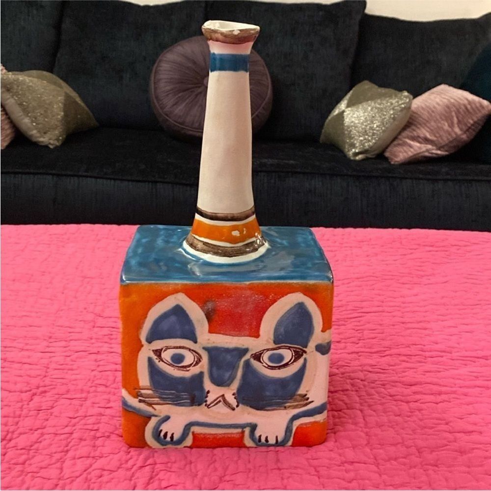 Desimone Italy Colorful Cat Art Vase